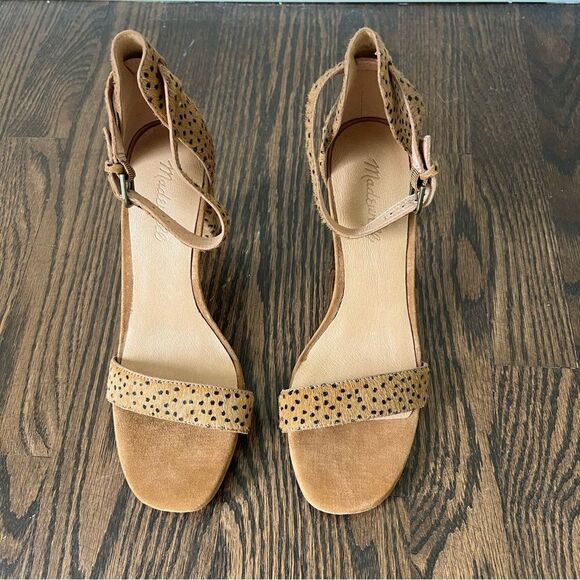Madewell The Brooke Ankle-Strap Heels Sandal in Spot Dot Calf Hair NEW Size 8,5 - Picture 5 of 8
